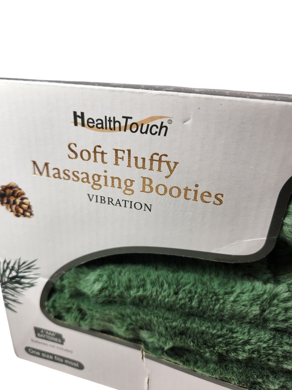 HealthTouch Soft Fluffy Massaging Booties - Green - Picture 2 of 10